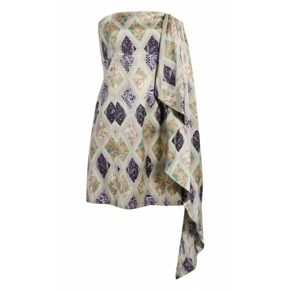 New CINQ À SEPT Luisa Silk Strapless Mini Dress in Green size 8